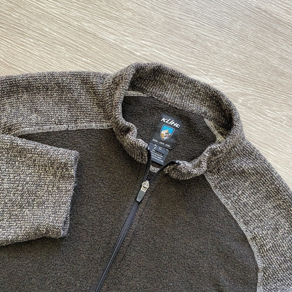 Kuhl Alpaca Fleece Jacket Men's XL Brown Full Zip Outdoor Hiking Warm Soft